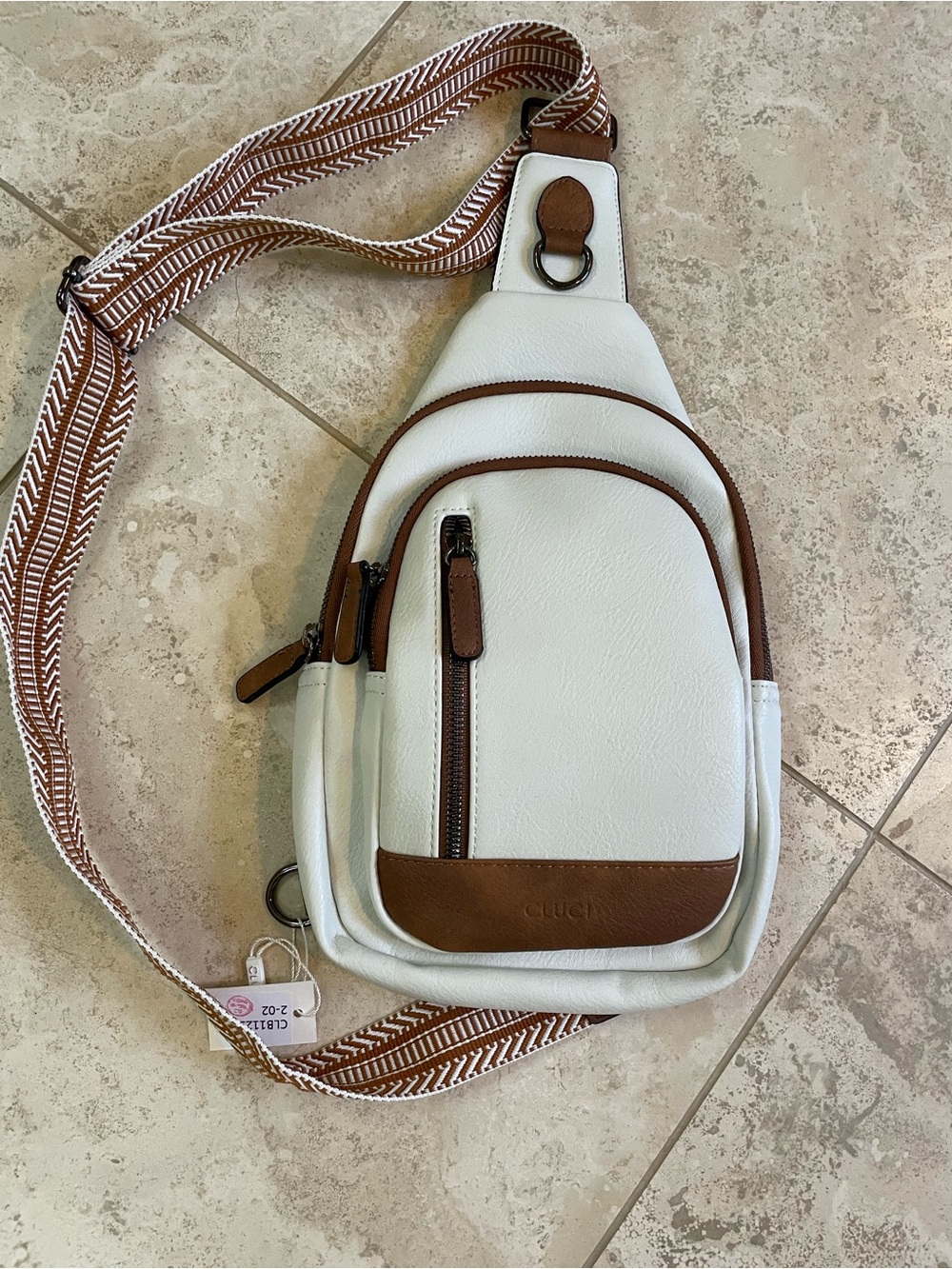 Cream  and Brown Woman’s/Men’s Crossbody Sling Bag